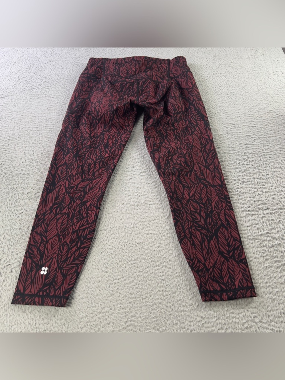Sweaty Betty The Power 7/8 Leggings Womens Medium Red Black Leaf Print Athletic - Picture 2 of 7